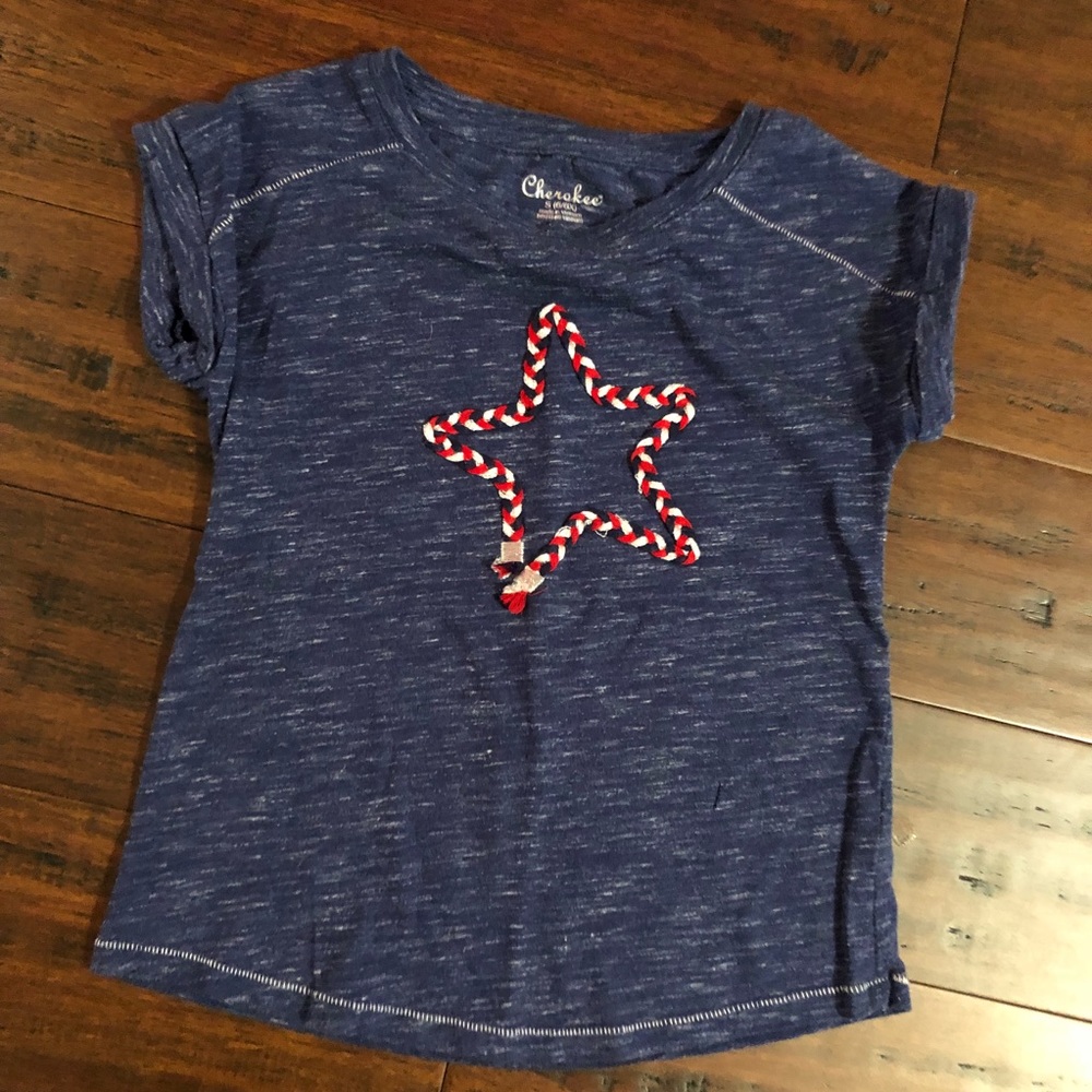🇺🇸Girls Red, White & Blue Star Top, Sz S (6/6x)
